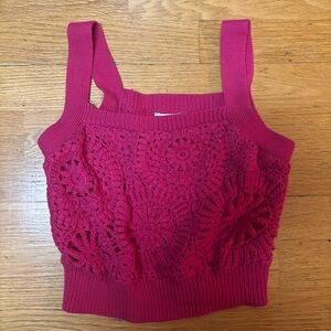 House of Harlow 1960 Floral Cotton Crochet Crop Resort Festival Boho Tank XS